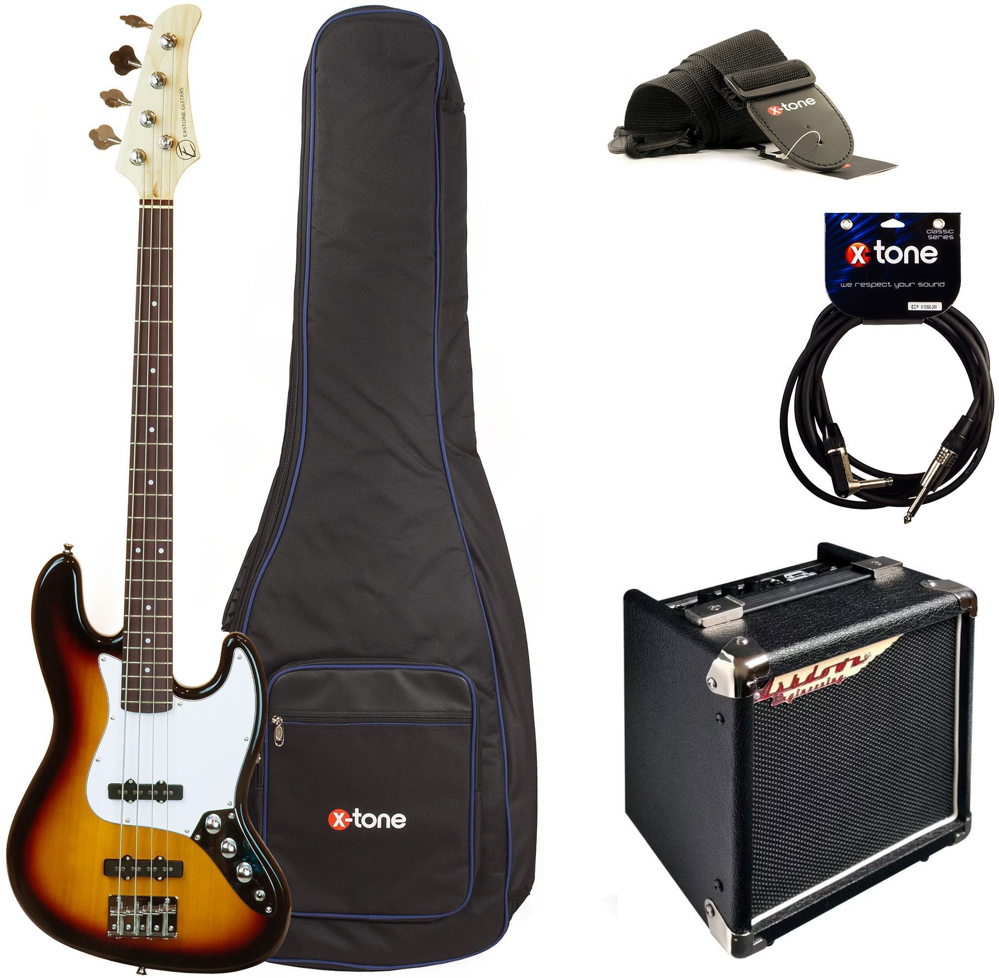 Electric bass set Eastone JAB +Ashdown Studio Tour Bus +Accessoires - 3 tone sunburst