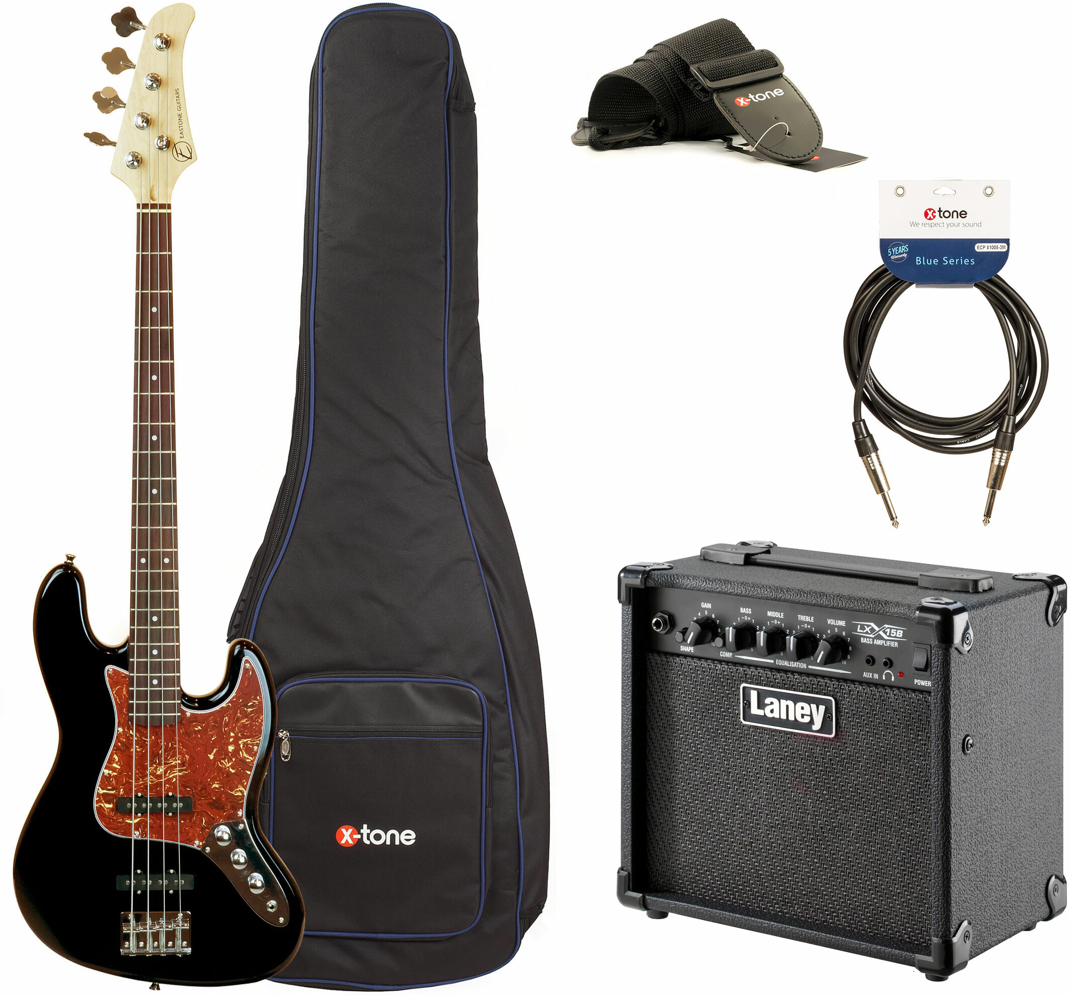 Eastone Jab +laney Lx15b +cable +housse +courroie - Black - Electric bass set - Main picture
