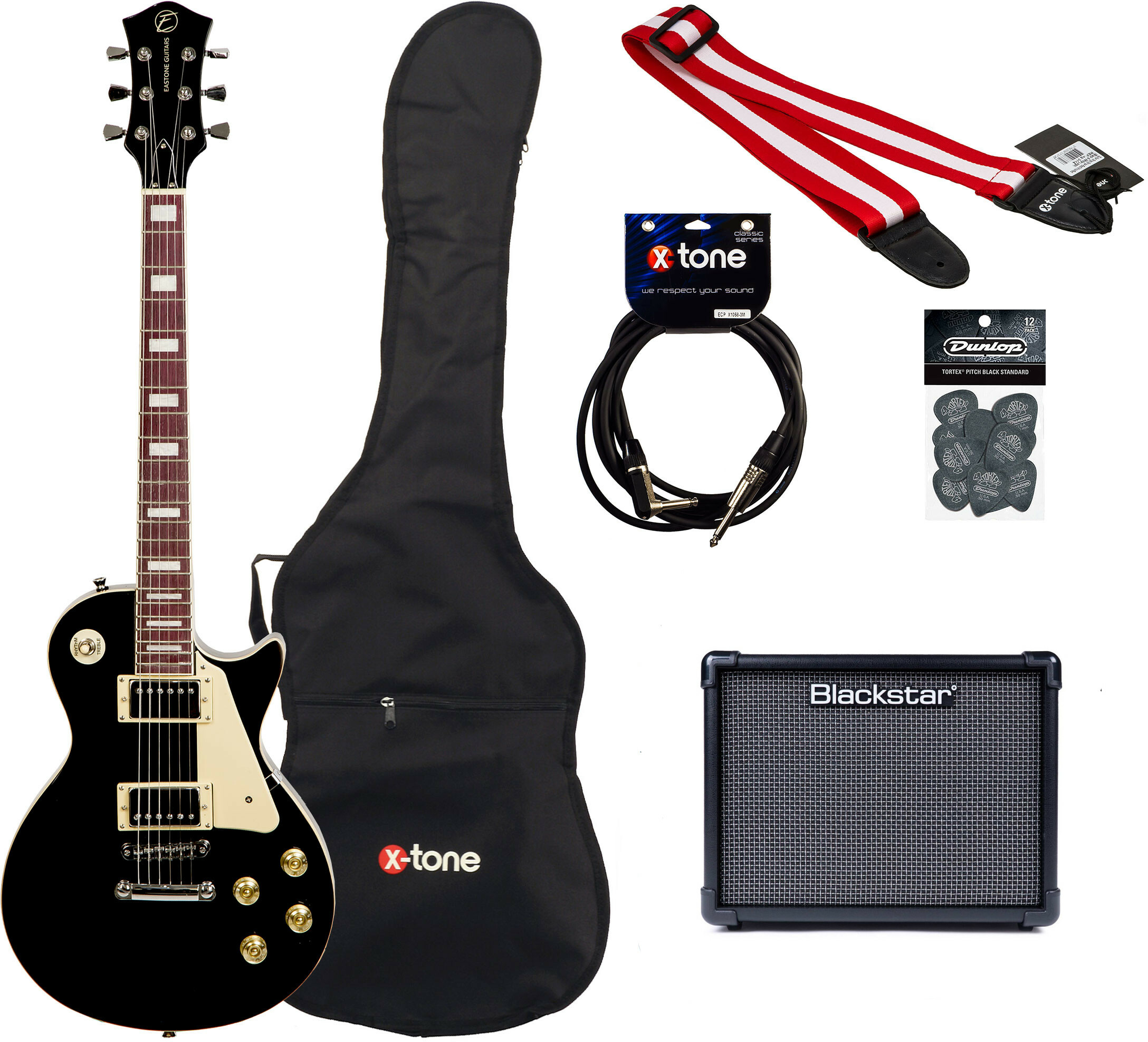 Eastone Lp100 +blackstar Id Core V3 10w +cable +mediators +housse - Black - Electric guitar set - Main picture