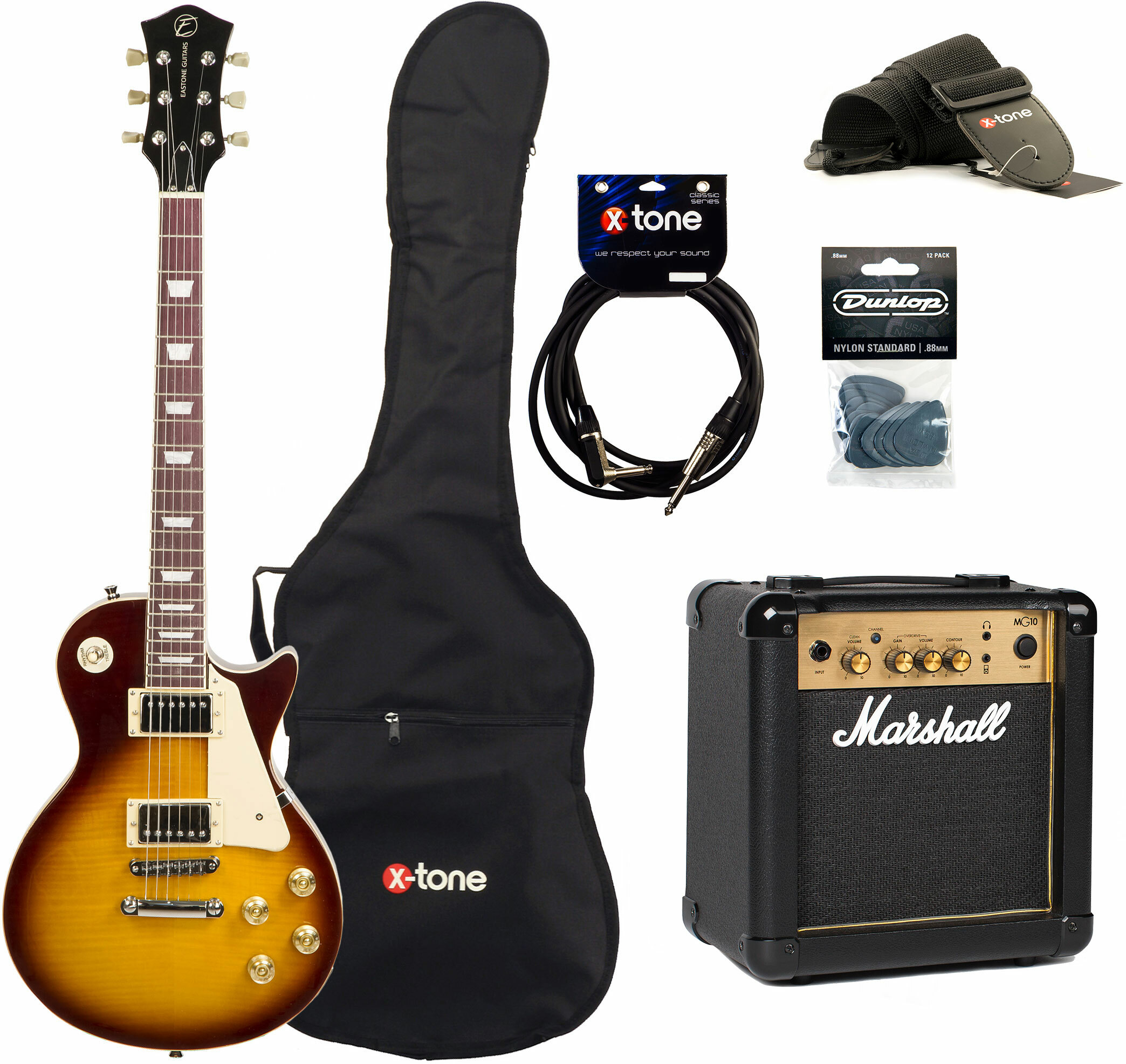 Eastone Lp200 Hb +marshall Mg10 10w +cable +mediators +housse - Honey Sunburst - Electric guitar set - Main picture