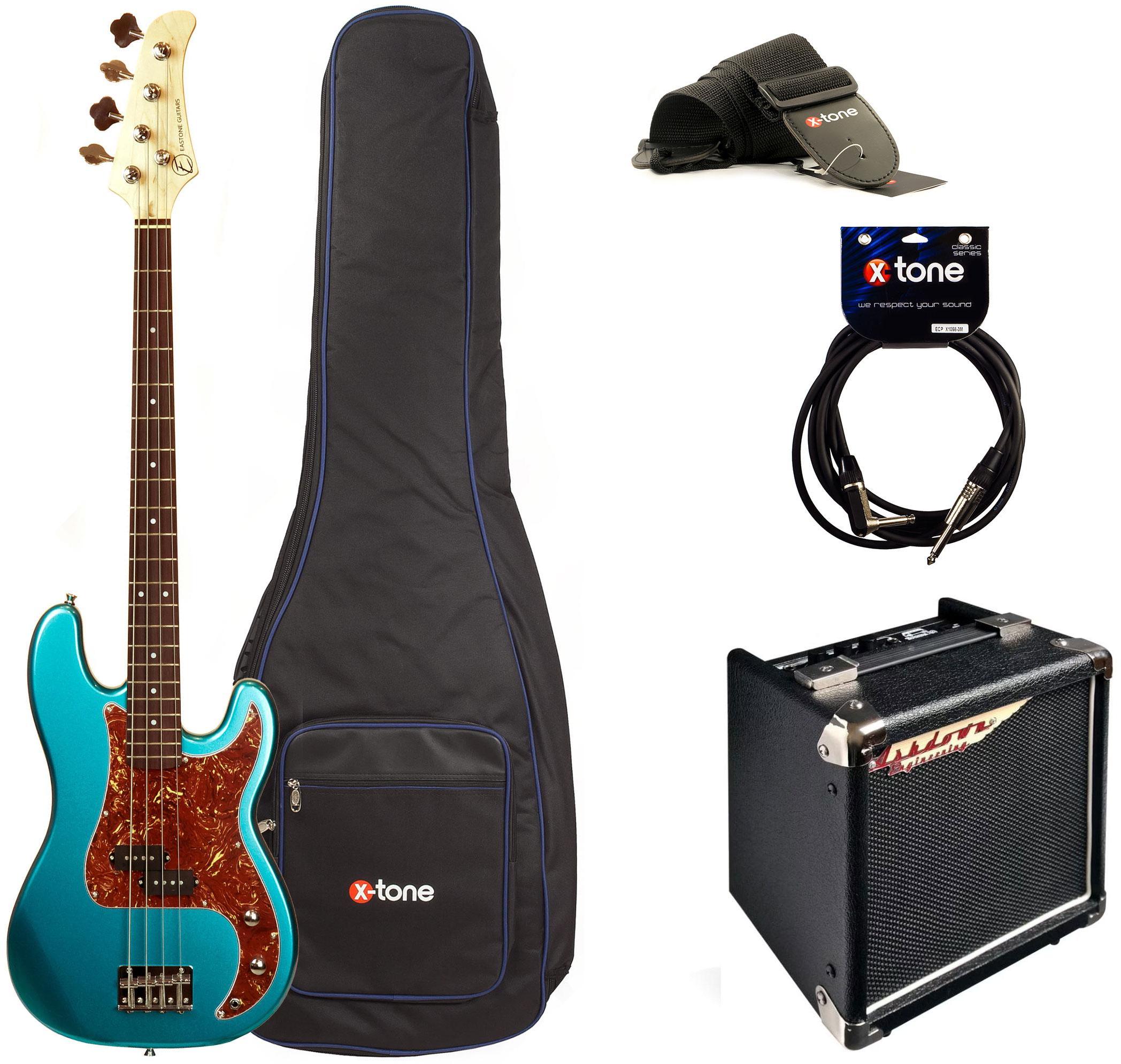 Electric bass set Eastone PRB +Ashdown Studio Tour Bus +Accessoires - Metallic light blue