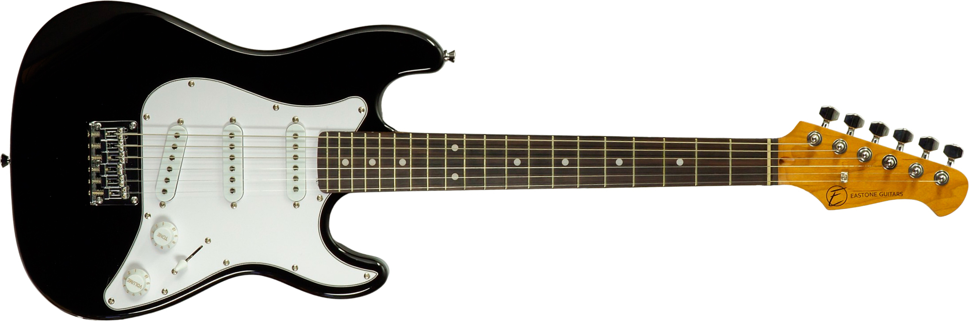Eastone St-mini-blk 3s Trem Pur - Black - Electric guitar for kids - Main picture