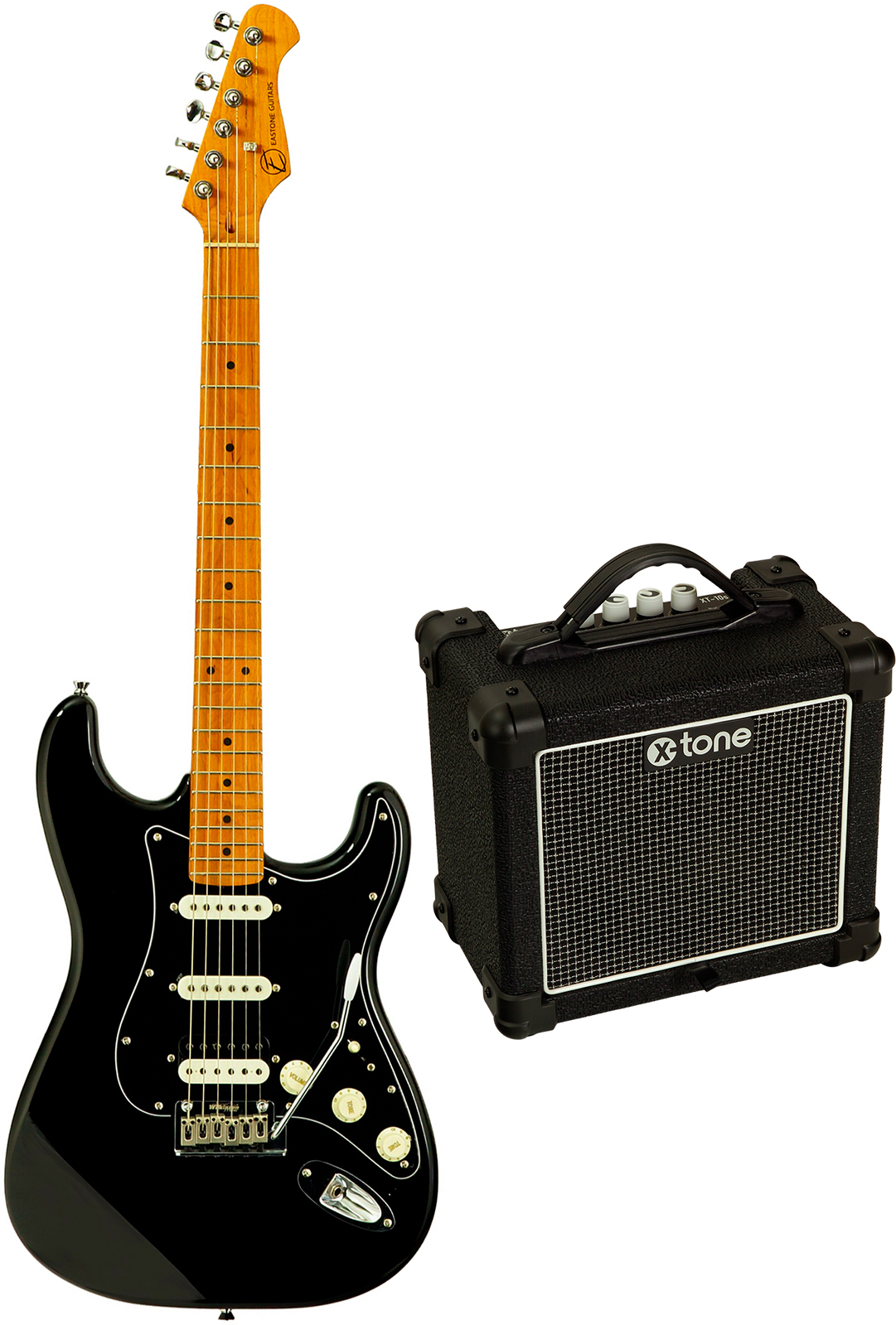 Eastone St150r-blk-rw + X-tone Xt10s Combo - Black - Electric guitar set - Main picture