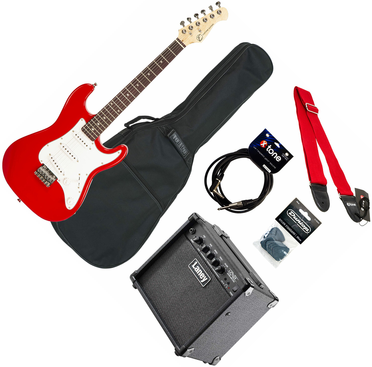 Eastone Str Mini +marshall Mg10 +cable +housse +courroie +mediators - Red - Electric guitar for kids - Main picture