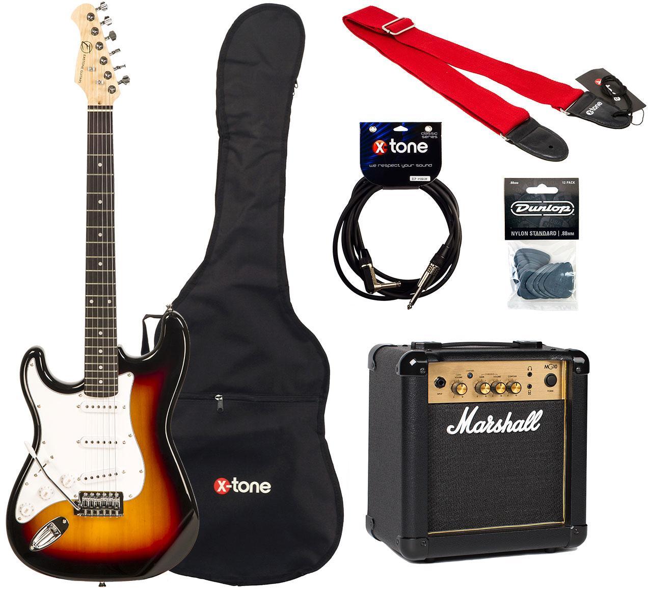 Electric guitar set Eastone STR70T LH +Marshall MG10G +Accessories - Sunburst