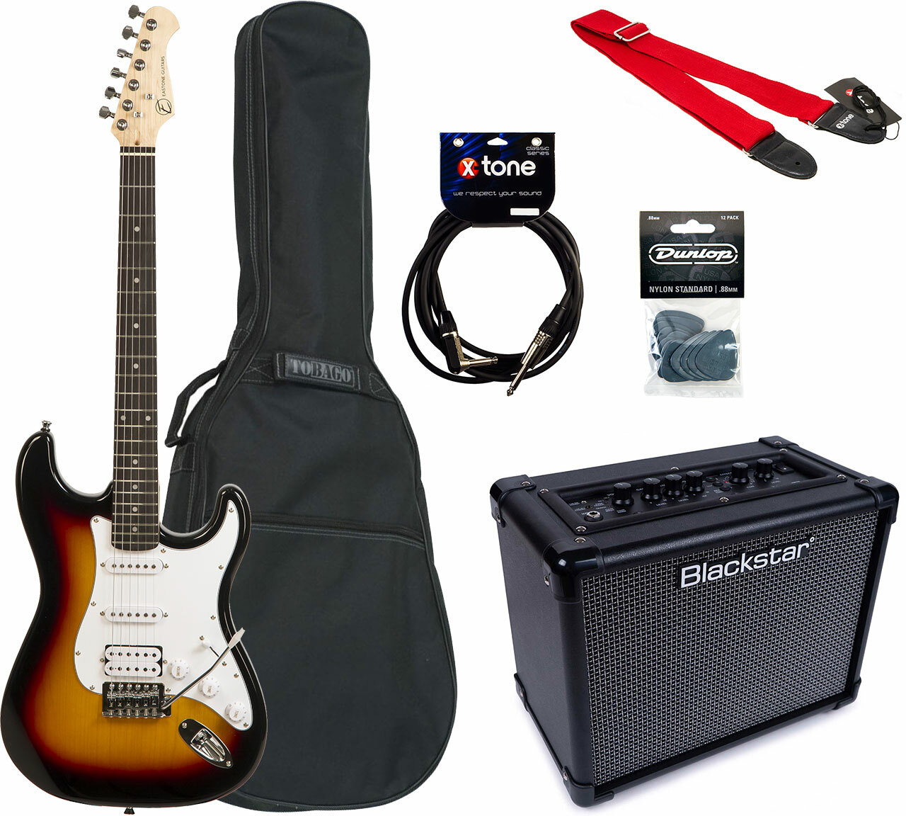 Eastone Str80t +blackstar Id:core V3 Stereo 10 +cable +mediators +housse - Sunburst - Electric guitar set - Main picture