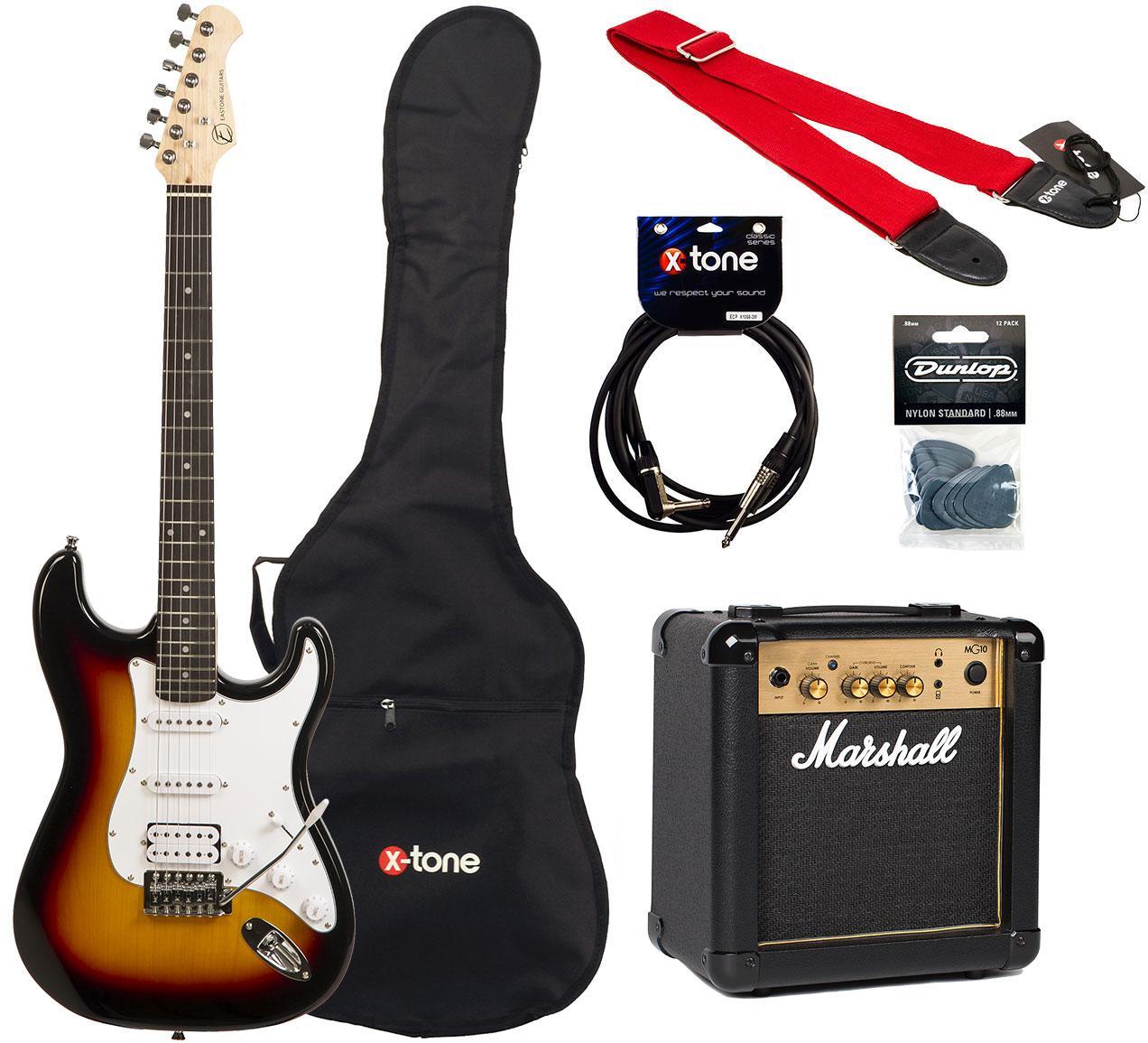 Electric guitar set Eastone STR80T HSS +Marshall MG10G +Accessories - Sunburst