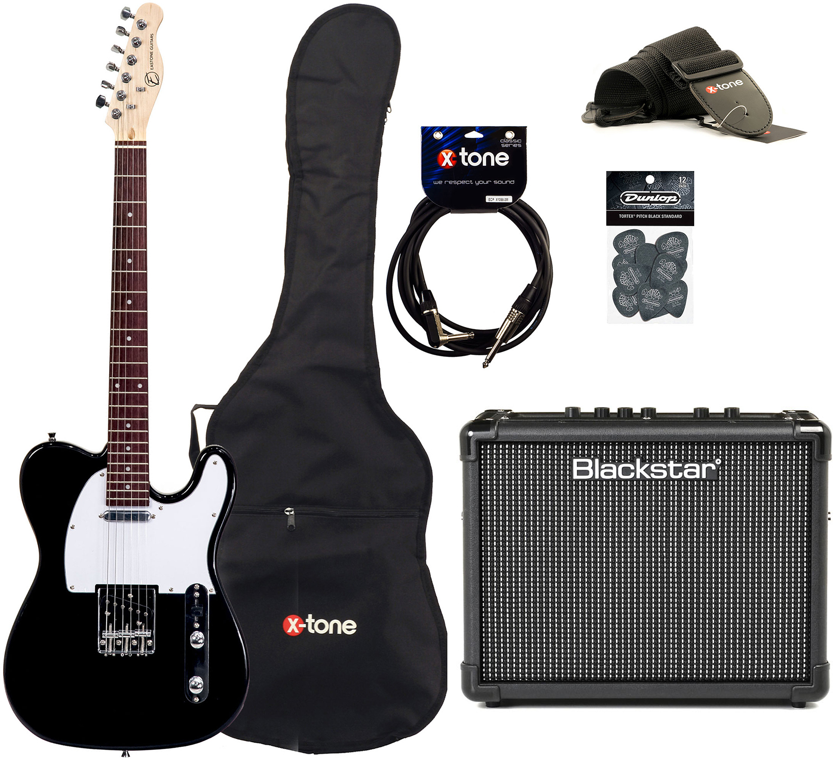 Eastone Tl70 +blackstar Id Core Stereo 10 V3 +cable +housse +courroie +mediators - Black - Electric guitar set - Main picture