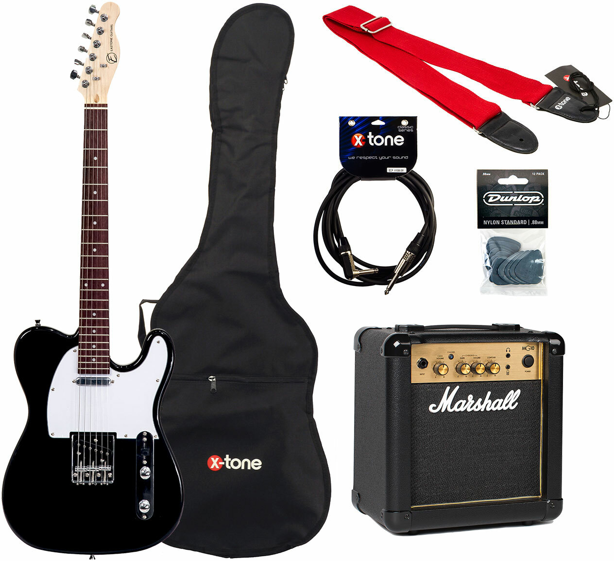 Eastone Tl70 +marshall Mg10g Combo 10 W +housse +courroie +cable +mediators - Black - Electric guitar set - Main picture