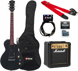 Electric guitar set Eastone LPL70 +Marshall MG10G +Accessories - Black satin