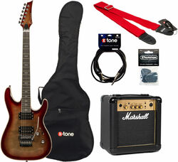 Electric guitar set Eastone METDC100 +Marshall MG10G Gold +Accessoires - Black flames
