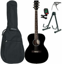 Acoustic guitar set Eastone OM100-BLK + Pack - Black