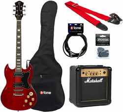 Electric guitar set Eastone SDC70 +Marshall MG10G Gold +Accessoires - Red