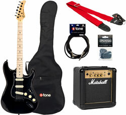 Electric guitar set Eastone STR70 GIL +MARSHALL MG10 +HOUSSE +COURROIE +CABLE +MEDIATORS - Black