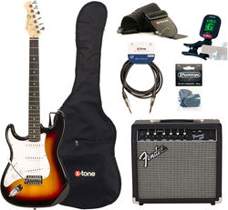 Electric guitar set Eastone STR70 LH +Fender Frontman 20G +Accessories - 3 tone sunburst