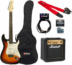 Electric guitar set Eastone STR70T +Marshall MG10G +Accessories - 3 tone sunburst