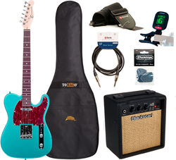 Electric guitar set Eastone TL70 +Blackstar Debut 10E +Accessories - Metallic light blue