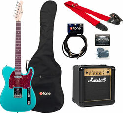 Electric guitar set Eastone TL70 +MARSHALL MG10 +HOUSSE +COURROIE +CABLE +MEDIATORS - Metallic light blue