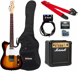 Electric guitar set Eastone TL70 + MARSHALL MG10 +HOUSSE + COURROIE + CABLE + MEDIATORS - 3 tone sunburst