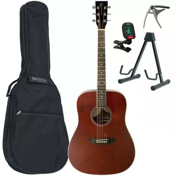 Acoustic guitar set Eastone DR150-NAT + X-Tone Bag Pack - Natural satin