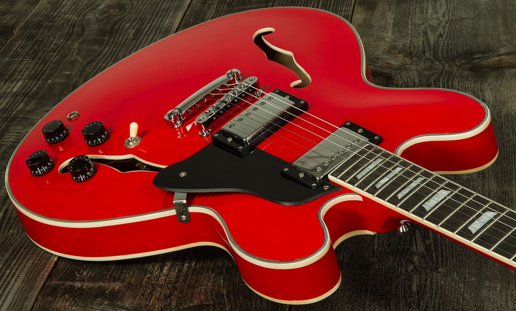 Eastone Gj70 Hh Ht Pur - Red - Semi-hollow electric guitar - Variation 1