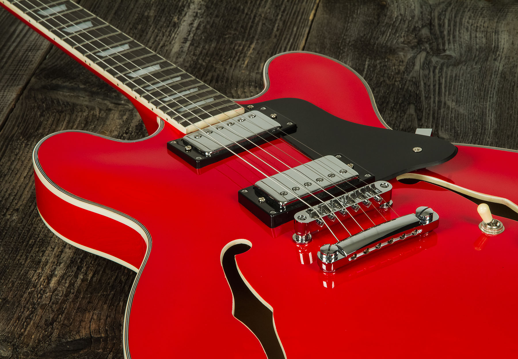 Eastone Gj70 Hh Ht Pur - Red - Semi-hollow electric guitar - Variation 3