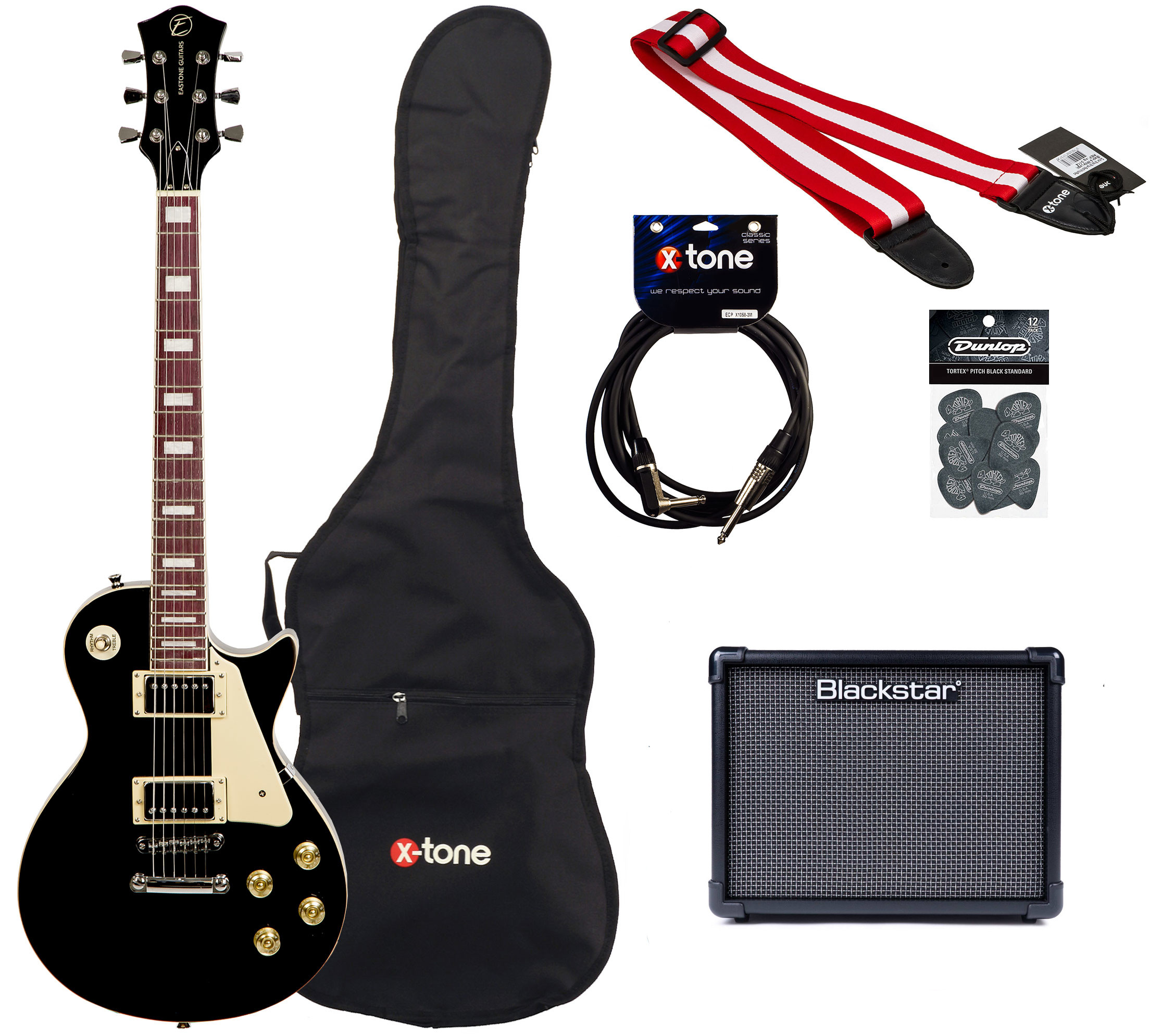 Eastone Lp100 +blackstar Id Core V3 10w +cable +mediators +housse - Black - Electric guitar set - Variation 4