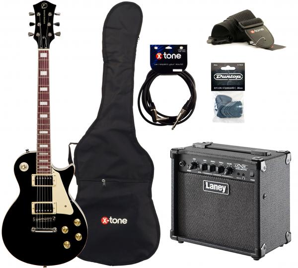 Electric guitar set Eastone LP100 BLK + Laney LX15 +Accessories - Black