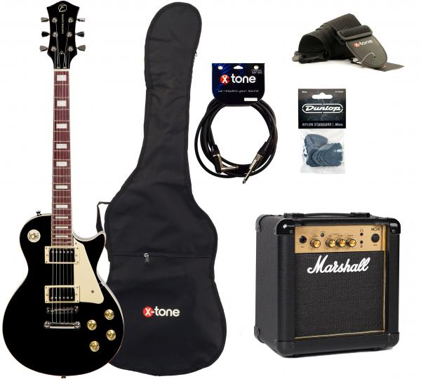 Electric guitar set Eastone LP100 BLK +MARSHALL MG10 10W +CABLE +MEDIATORS +HOUSSE - black