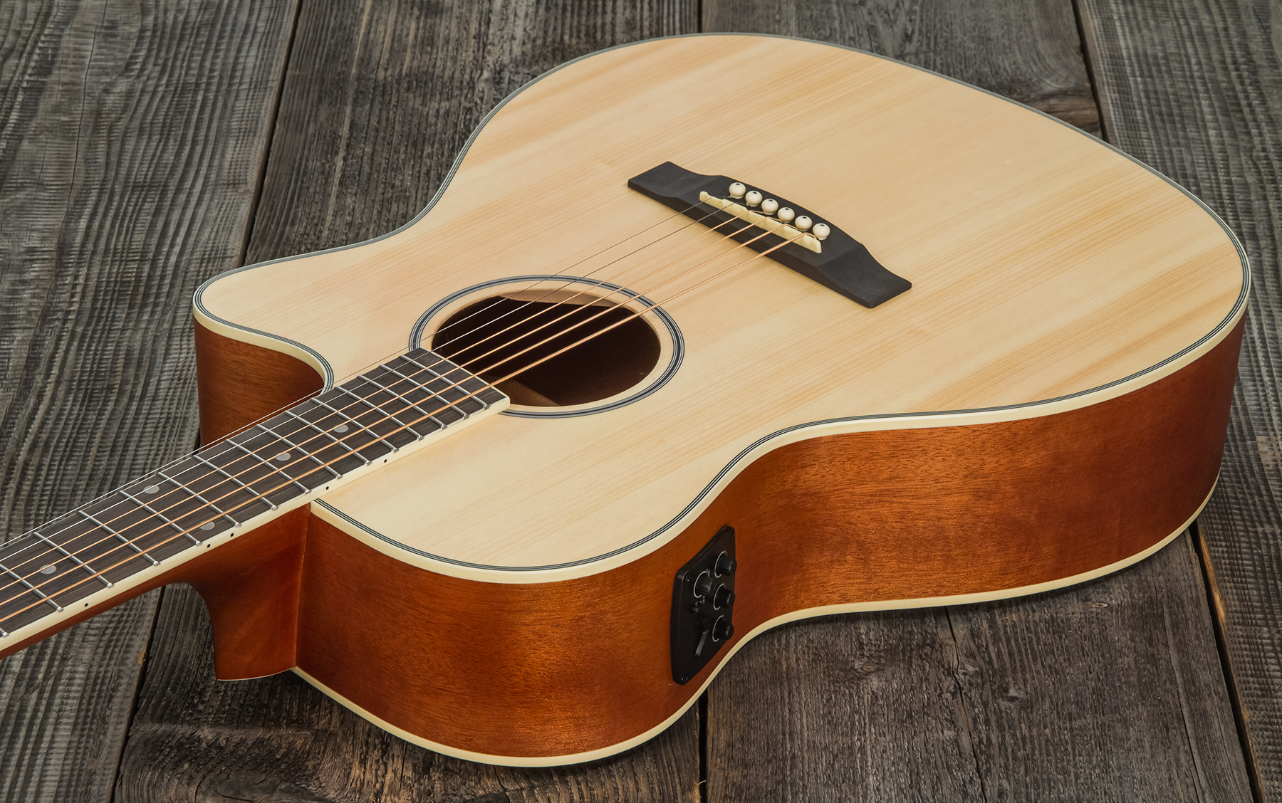 Eastone Om100ce-nat Orchestra Model Cw Epicea Okuman - Natural Satin - Electro acoustic guitar - Variation 2