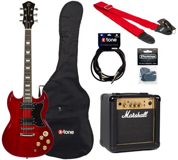 Electric guitar set Eastone SDC70 +Marshall MG10G Gold +Accessoires - Red