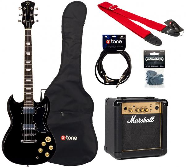 Electric guitar set Eastone SDC70 +Marshall MG10G Gold +Accessoires - Black