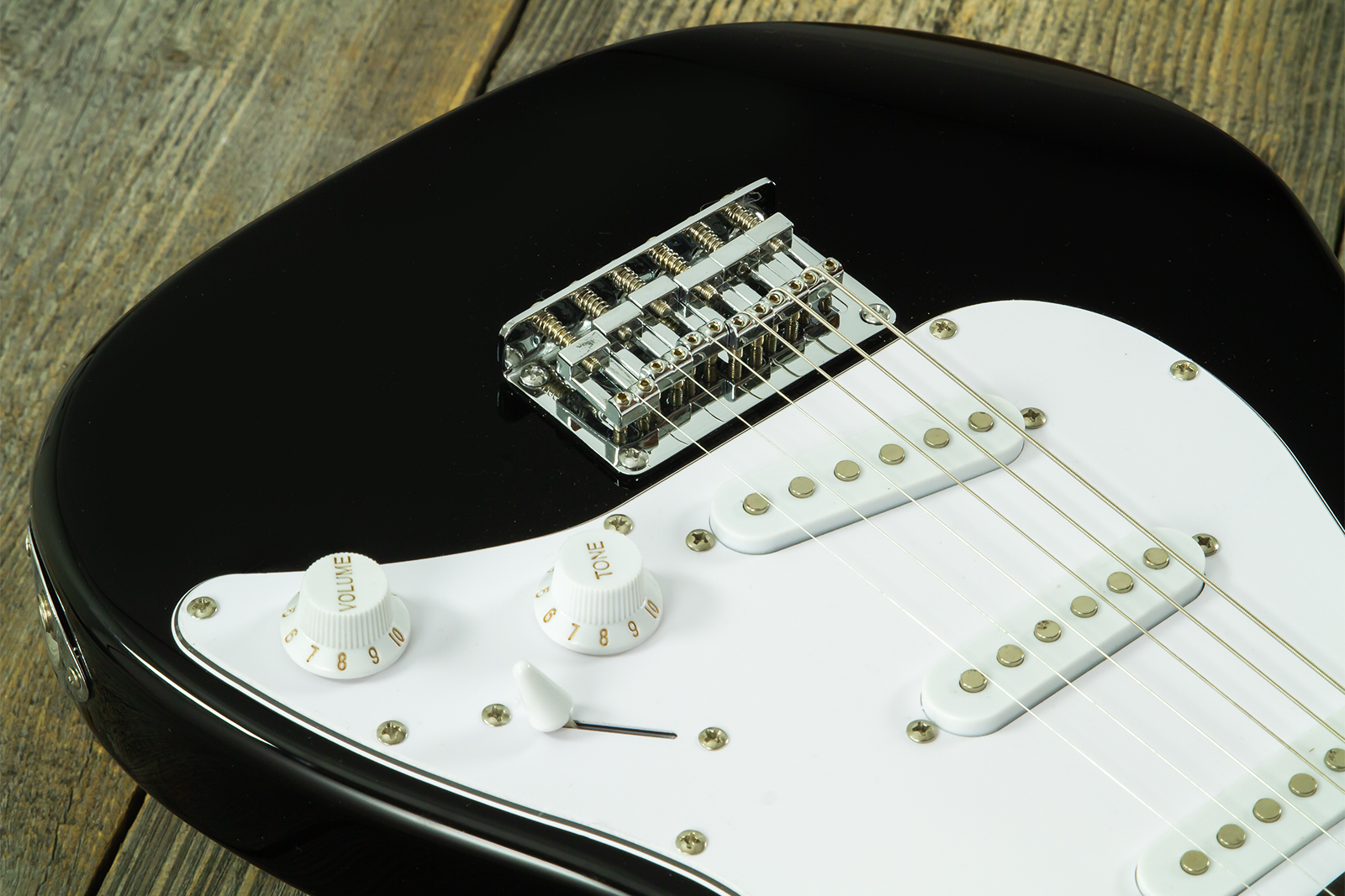 Eastone St-mini-blk 3s Trem Pur - Black - Electric guitar for kids - Variation 3