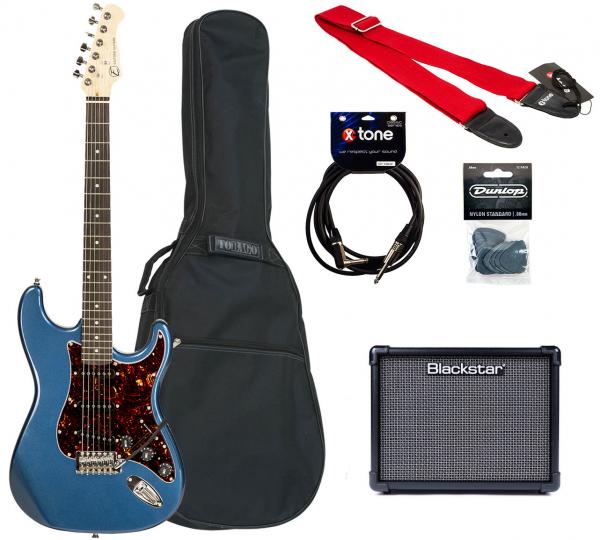 Electric guitar set Eastone STR70T + Blackstar ID Core V3 10W +Accessories - Lake placid blue