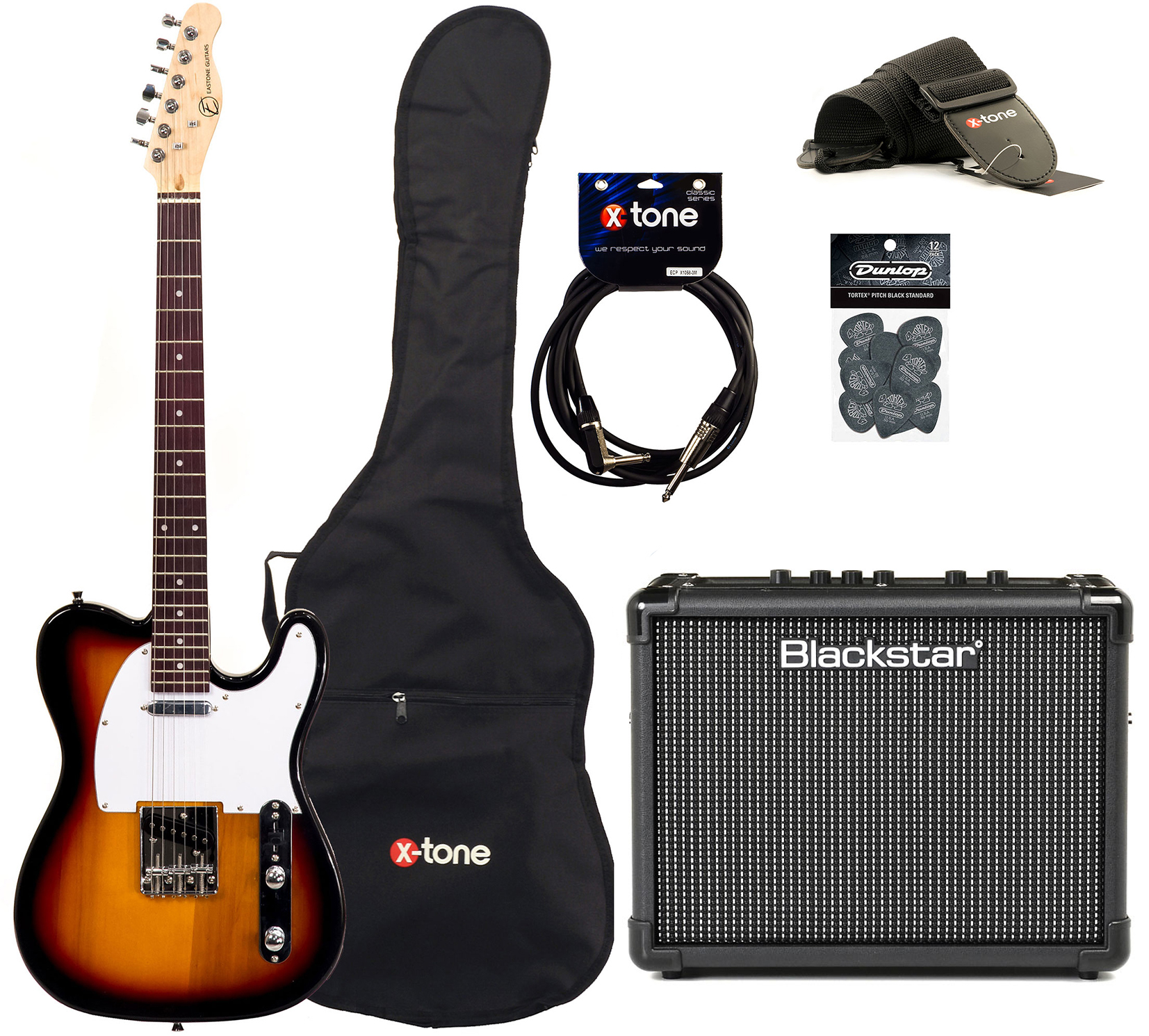 Eastone Tl70 Blackstar Id Core 10 V3 Accessories 3 Color Sunburst Electric Guitar Set Sunburst