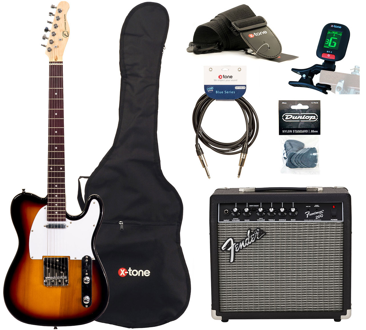 Eastone Tl70 +blackstar Debut 10 +cable +clip-on Tuner +mediators +housse +courroie - 3 Tone Sunburst - Electric guitar set - Variation 1