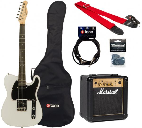 Electric guitar set Eastone TL70 +Marshall MG10 +Accessories - Olympic white
