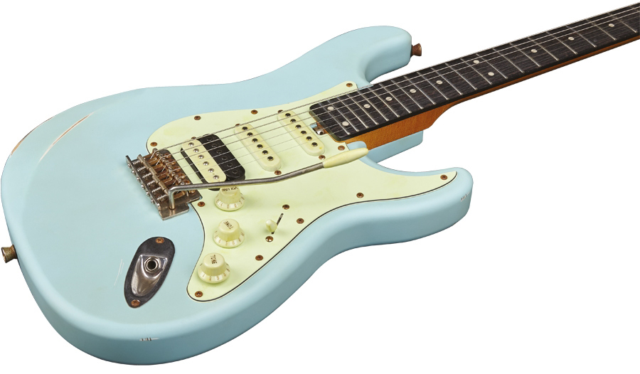 Eko Aire Relic Original Hss Trem Wpc - Daphne Blue - Str shape electric guitar - Variation 2