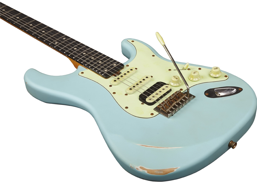 Eko Aire Relic Original Hss Trem Wpc - Daphne Blue - Str shape electric guitar - Variation 3