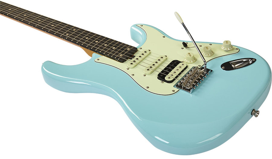 Eko Aire V-nos Original Hss Trem Wpc - Daphne Blue - Str shape electric guitar - Variation 3