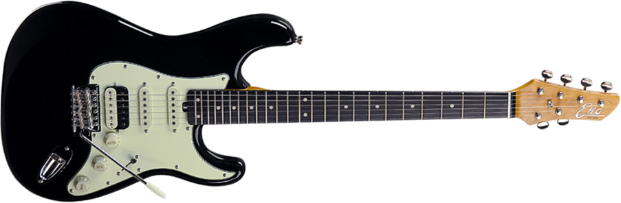 Eko Aire V-nos Original Hss Trem Wpc - Black - Str shape electric guitar - Main picture
