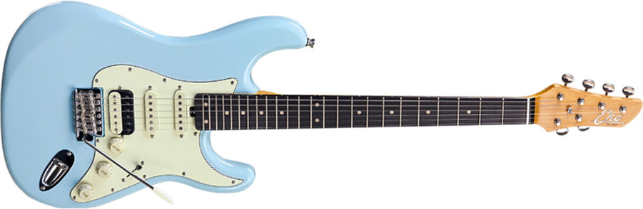 Eko Aire V-nos Original Hss Trem Wpc - Daphne Blue - Str shape electric guitar - Main picture