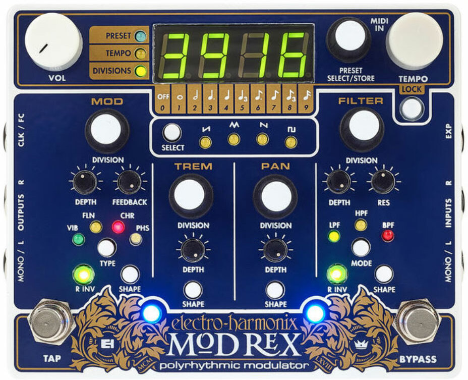 Electro Harmonix Mod Rex Polyrhytmic Modulator - Modulation, chorus, flanger, phaser & tremolo effect pedal - Main picture
