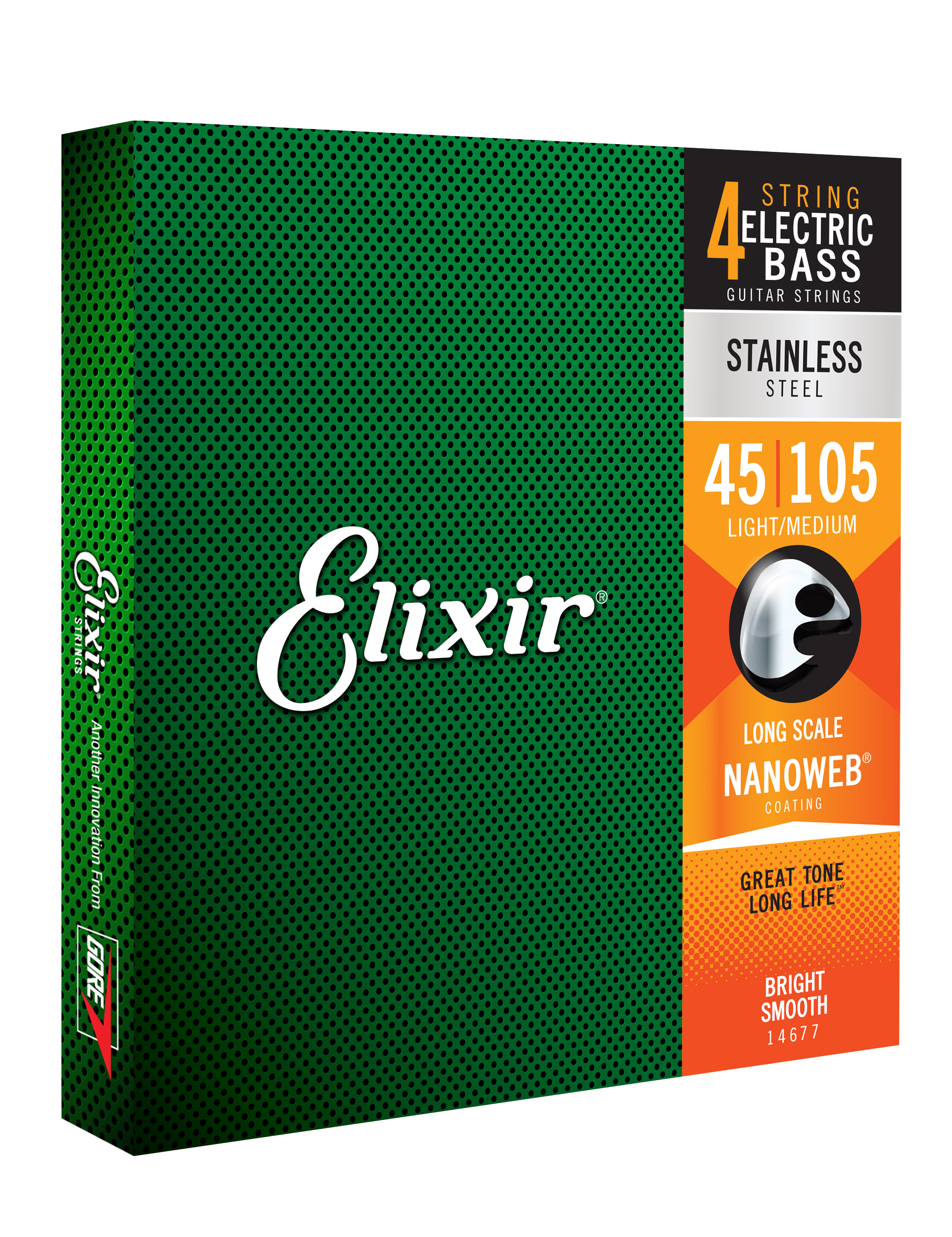 Elixir Jeu De 4 Cordes Bass (4) 14677 Nanoweb Stainless Steel  45-105 - Electric bass strings - Variation 1