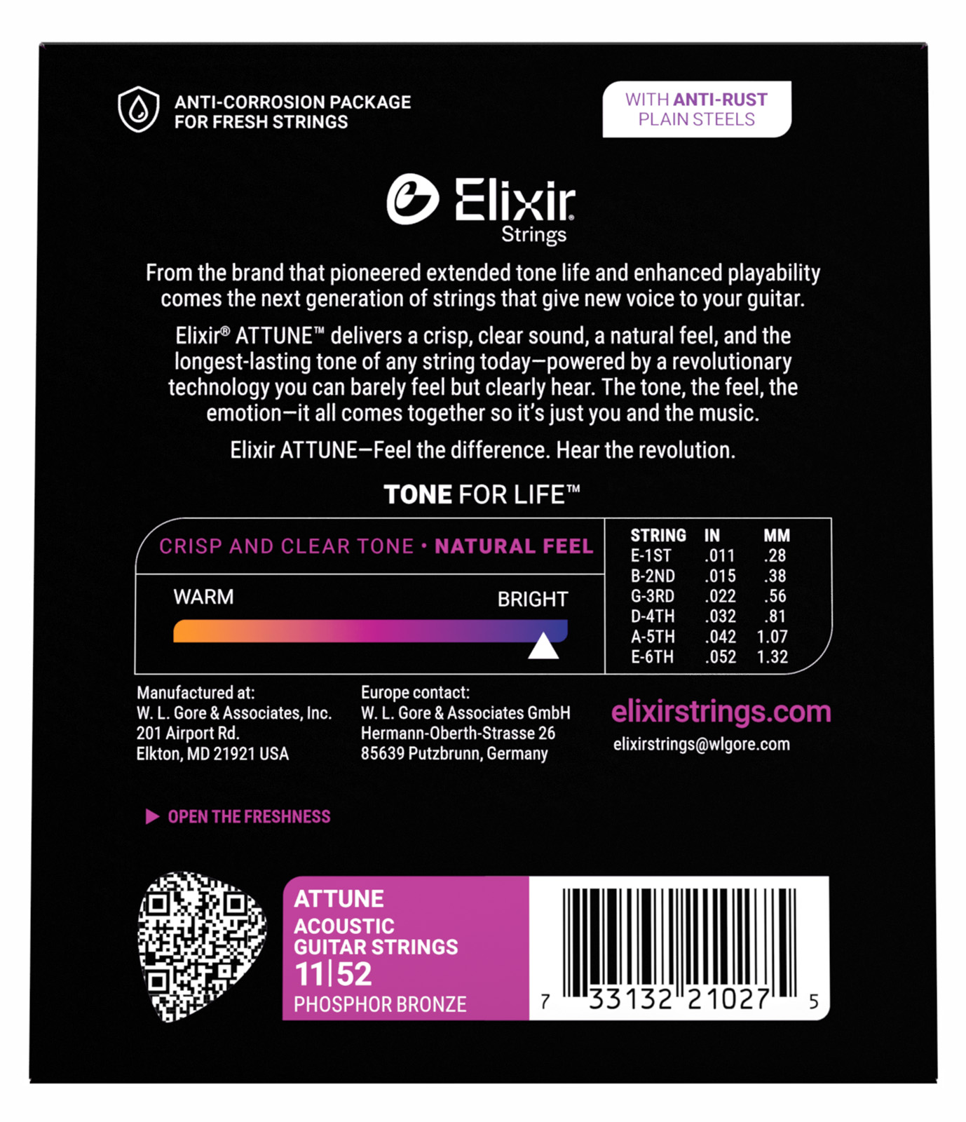 Elixir 21027 Attune Phos.bronze. Cl 11-52 - Acoustic guitar strings - Variation 2