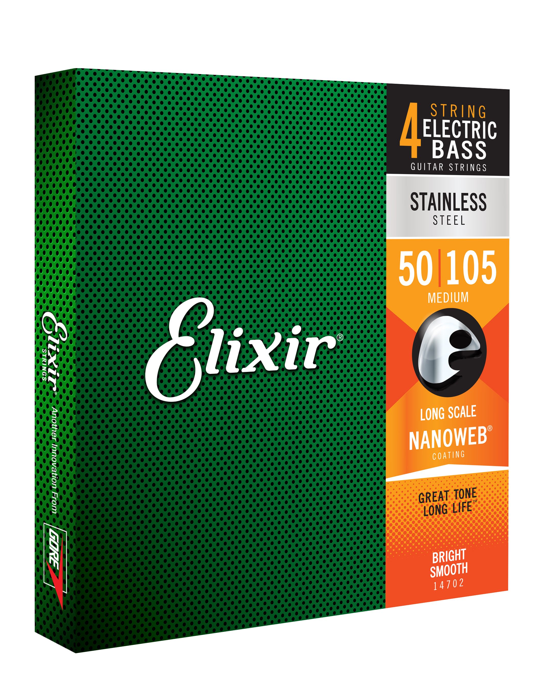 Elixir Jeu De 4 Cordes Bass (4) 14702 Nanoweb Stainless Steel 50-105 - Electric bass strings - Variation 1