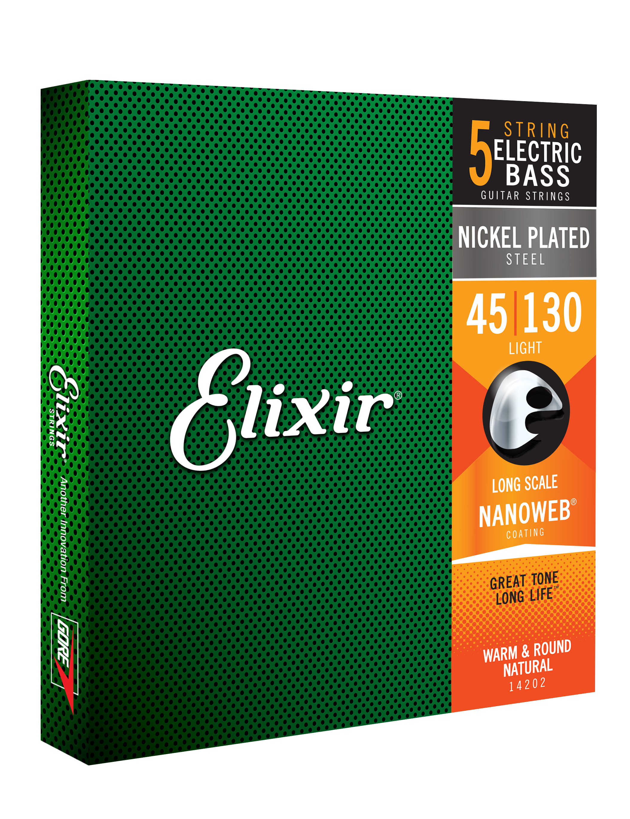 Elixir Jeu De 5 Cordes Bass (5) 14202 Nanoweb Nickel Plated Light 45-130 - Electric bass strings - Variation 1