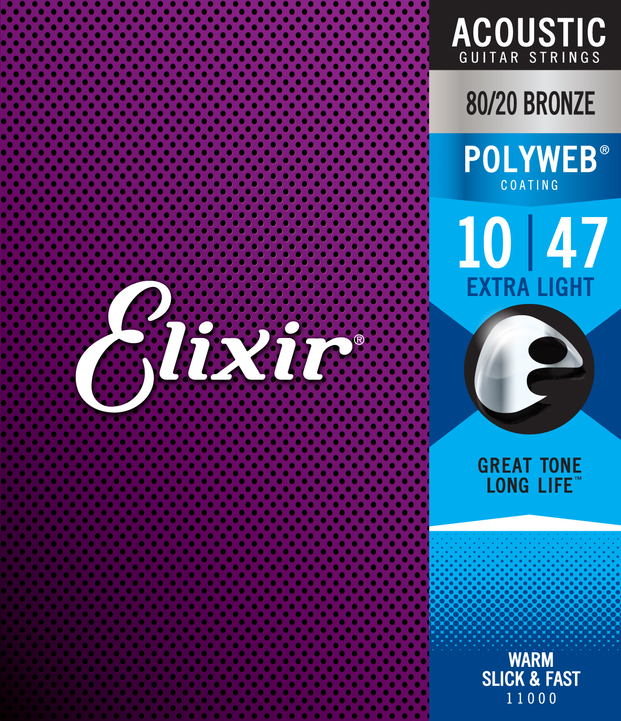 Elixir Jeu De 6 Cordes 11000 Polyweb Acoustic Extra Light 10-47 - Acoustic guitar strings - Main picture