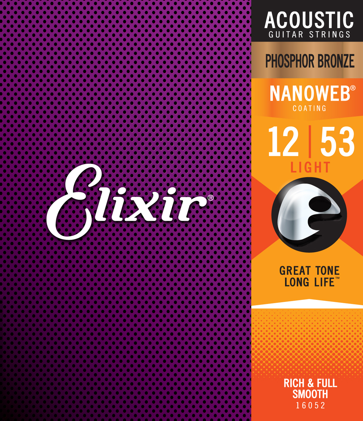 Elixir Jeu De 6 Cordes Acoustic (6) 16052 Nanoweb Phosphor Bronze 12-53 - Acoustic guitar strings - Main picture