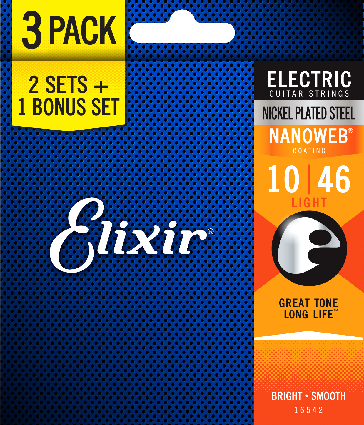 Elixir Pack De 3 Jeux 12052 Nanoweb 10-46 - Acoustic guitar strings - Main picture